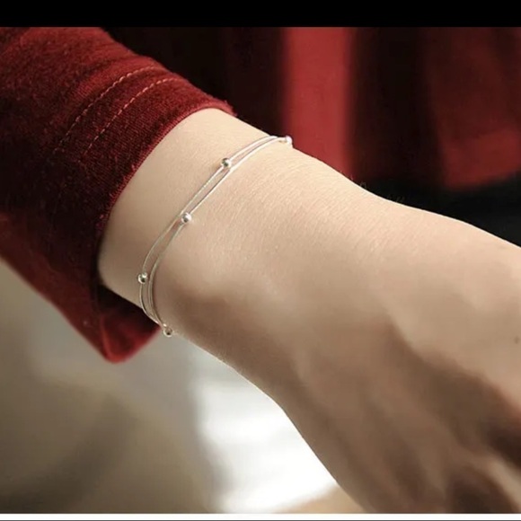 New Sterling Silver Double Strand Chain Bracelet - Picture 4 of 8